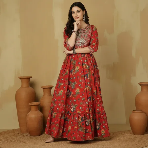 Red_Rayon_Fabric_Anarkali_Kurti_For_Women