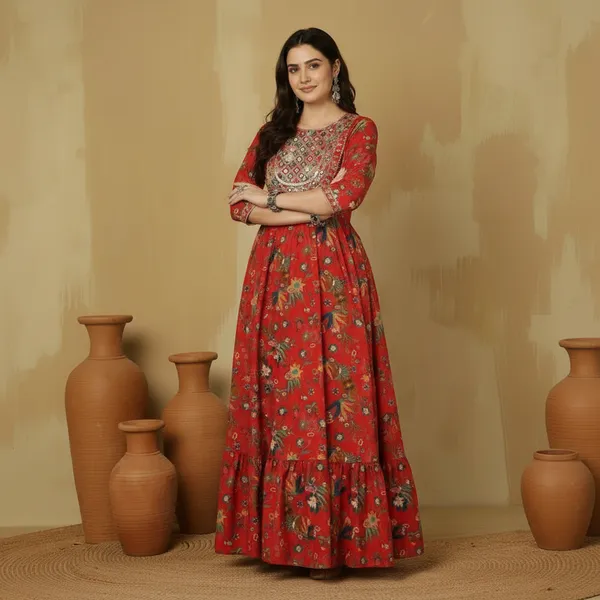 Red_Rayon_Fabric_Anarkali_Kurti_For_Women