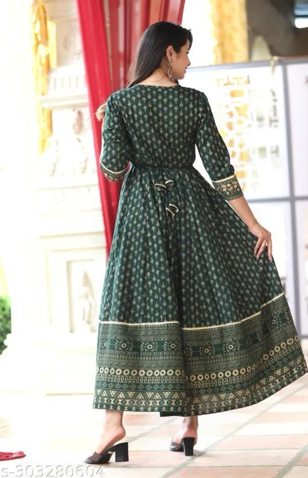 Green_Rayon_Fabric_Anarkali_Kurti_For_Women