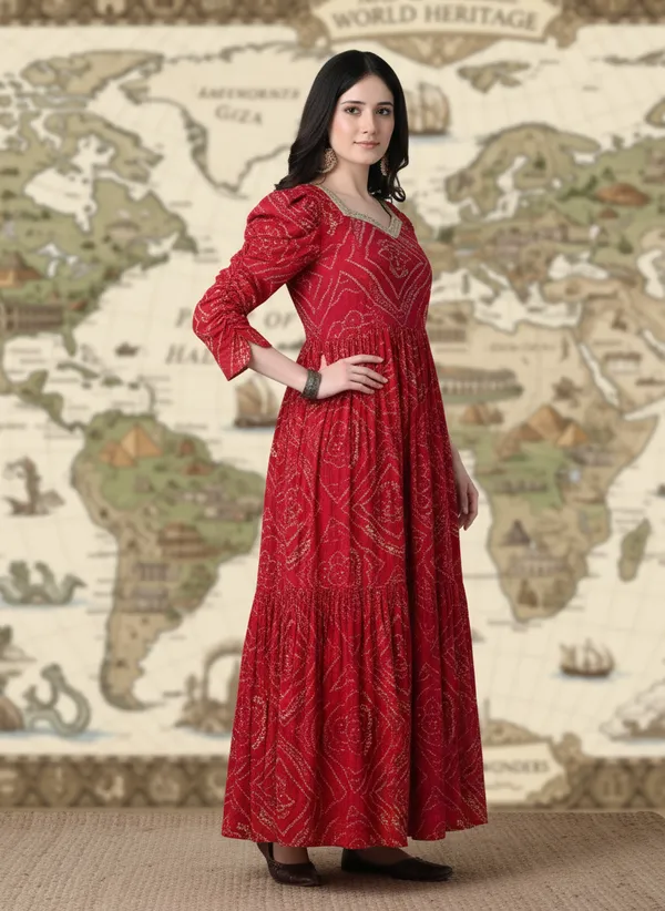 Red_Rayon_Fabric_Anarkali_Kurti_For_Women