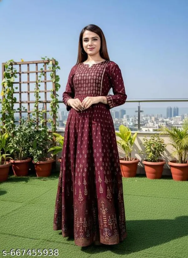 Maroon_Jaipuri_Rayon_Anarkali_Kurti_For_Women