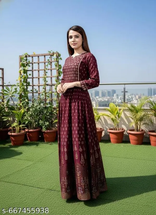 Maroon_Jaipuri_Rayon_Anarkali_Kurti_For_Women