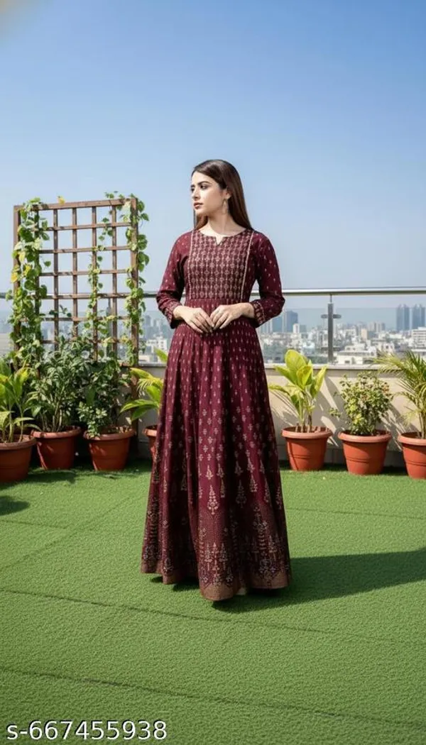 Maroon_Jaipuri_Rayon_Anarkali_Kurti_For_Women