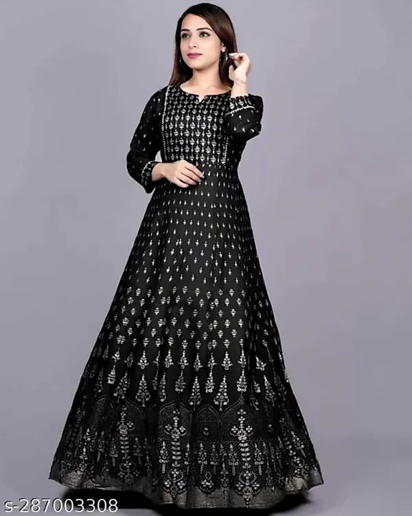Black_Jaipuri_Rayon_Anarkali_Kurti_For_Women