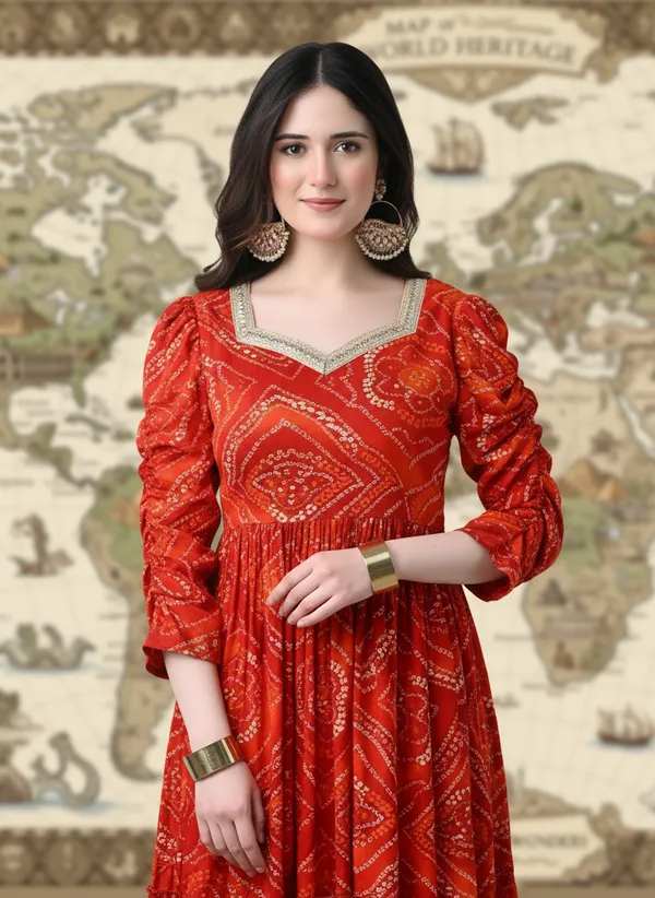 Orange_Rayon_Fabric_Anarkali_Kurti_For_Women