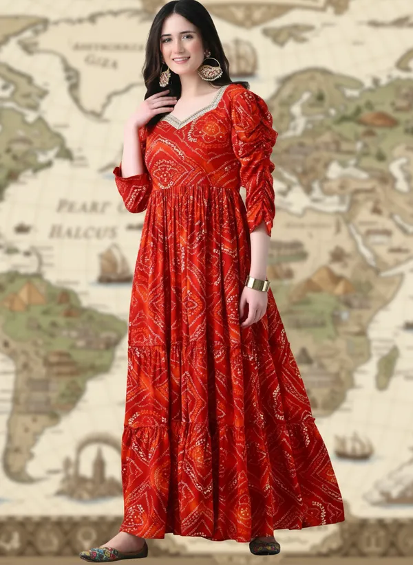Orange_Rayon_Fabric_Anarkali_Kurti_For_Women