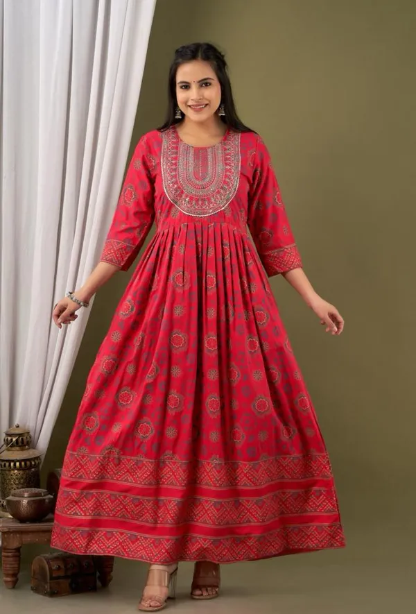 Red_Rayon_Fabric_Anarkali_Kurti_For_Women