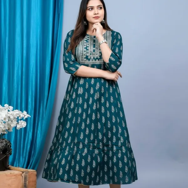 Green_Rayon_Fabric_Anarkali_Kurti_For_Women