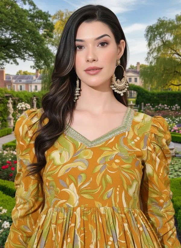 Yellow_Rayon_Fabric_Anarkali_Kurti_For_Women