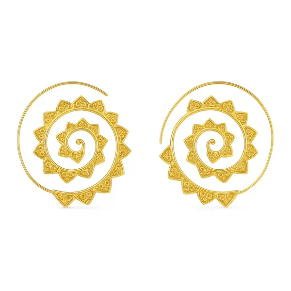 Gold_Mandala_Spiral_Earrings_|_Boho_Ethnic_Statement_Jewellery_For_Women
