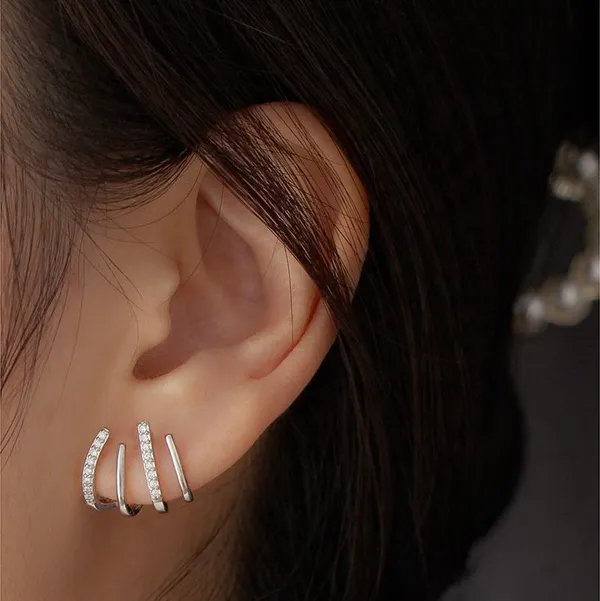 Silver_Triple_Loop_Earrings_|_Crystal-Studded_Modern_Hoop_Studs_For_Women