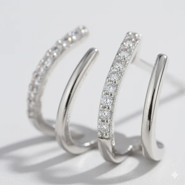 Silver_Triple_Loop_Earrings_|_Crystal-Studded_Modern_Hoop_Studs_For_Women