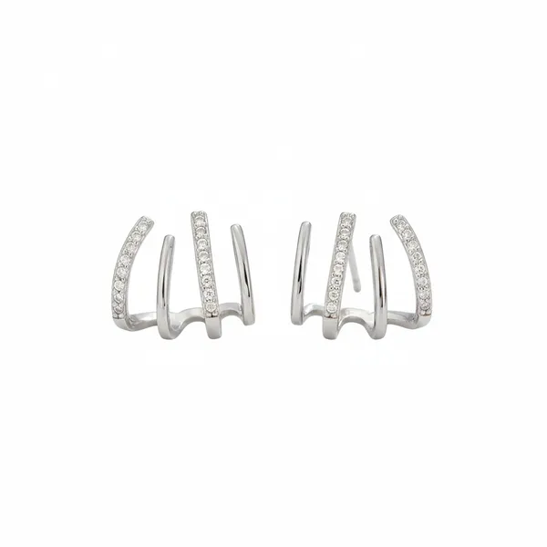 Silver_Triple_Loop_Earrings_|_Crystal-Studded_Modern_Hoop_Studs_For_Women