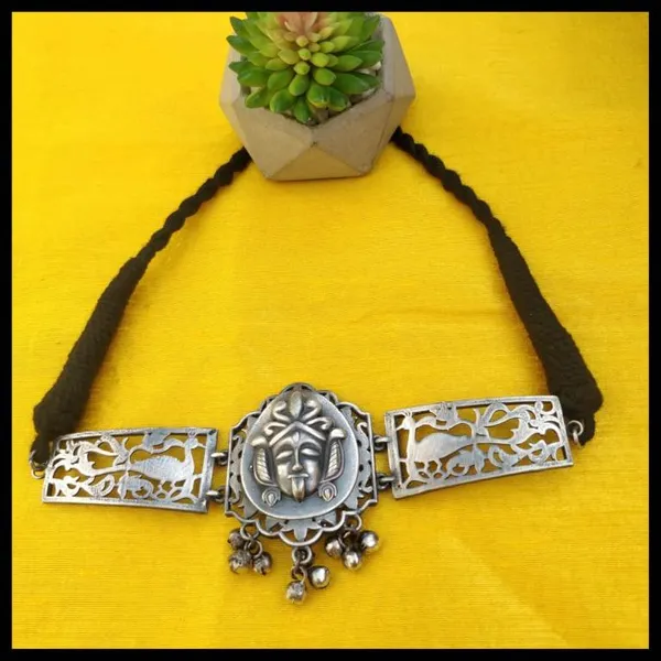 Silver_Oxidized_Tribal_Choker_Necklace_|_Antique_Statement_Jewellery_For_Women