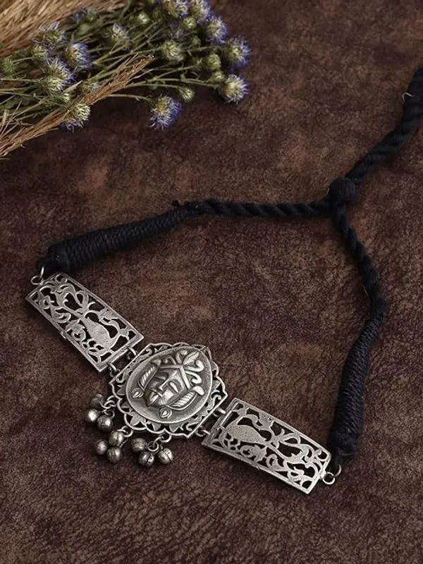 Silver_Oxidized_Tribal_Choker_Necklace_|_Antique_Statement_Jewellery_For_Women