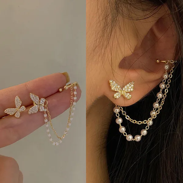 Creatitude_Gold_Butterfly_Pearl_Chain_Ear_Cuff_&_Stud_Earrings_Combo_–_Elegant_Korean_Style