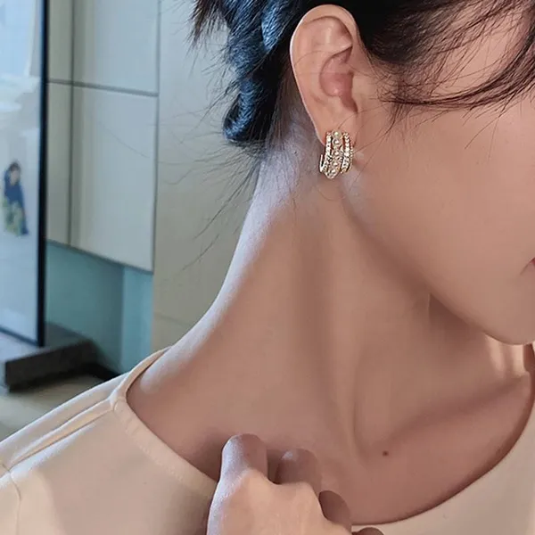 Creatitude_Luxury_Multi-Row_Pearl_&_Crystal_Huggie_Earrings_for_Women_–_Gold_Finish