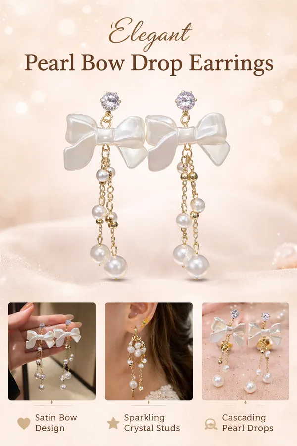 Creatitude_Pearl_Bow_Drop_Earrings_with_Crystal_Studs_and_Elegant_Chain_Pearl_Dangles