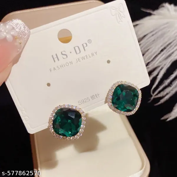 Creatitude_Royal_Cushion_Cut_Halo_Stud_Earrings_Combo_for_Women_–_Gold_Finish_Blue_&_Green_Crystal_Studs_(Set_of_2_Pairs)