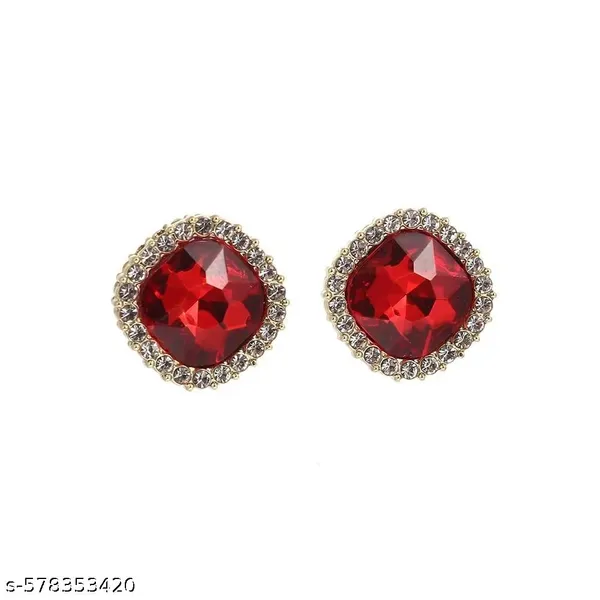 Creatitude_Royal_Cushion_Cut_Stud_Earrings_Combo_for_Women_–_Gold_Finish_Halo_Crystal_Studs_(Blue,_Red_&_Green_–_Set_of_3_Pairs)
