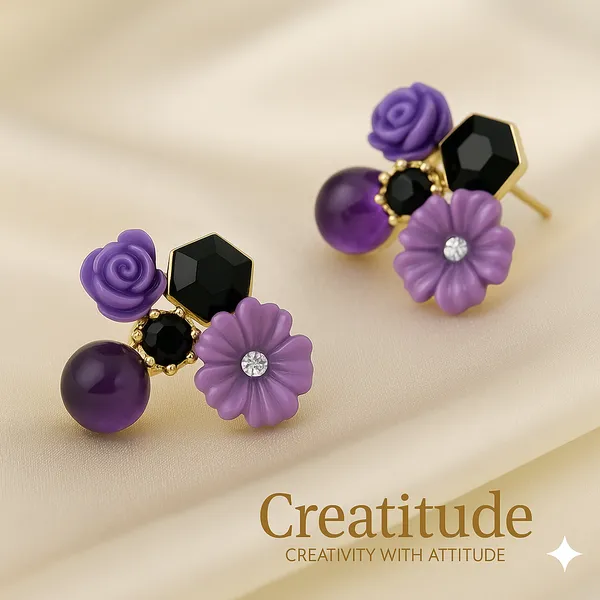 Lavender_Floral_Gem_Stud_Earrings_|_Elegant_Crystal_&_Enamel_Cluster_Jewellery_For_Women