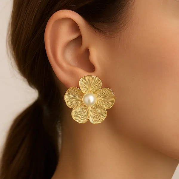 Gold_Floral_Pearl_Stud_Earrings_|_Elegant_Statement_Jewellery_For_Women