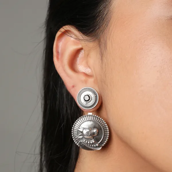Silver_Oxidized_Nandi_Motif_Earrings_|_Antique_Temple-Inspired_Jewellery_For_Women