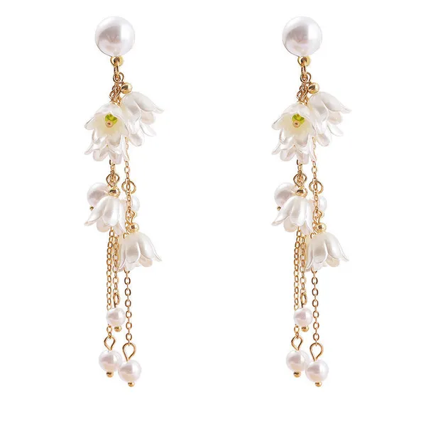 White_Blossom_Pearl_Drop_Earrings_|_Elegant_Floral_Long_Dangle_Earrings_For_Women