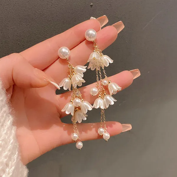 White_Blossom_Pearl_Drop_Earrings_|_Elegant_Floral_Long_Dangle_Earrings_For_Women