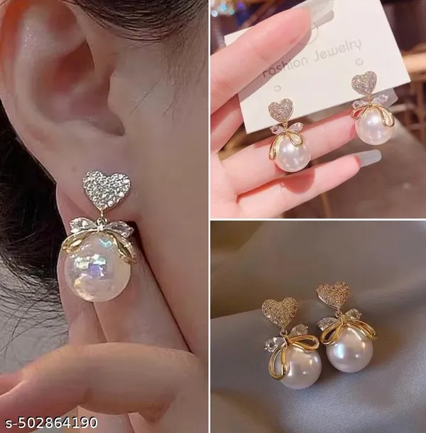 Silver_Romantic_Heart_Stud_Drop_Earrings_With_Large_Pearl_&_Cubic_Zirconia_For_Women