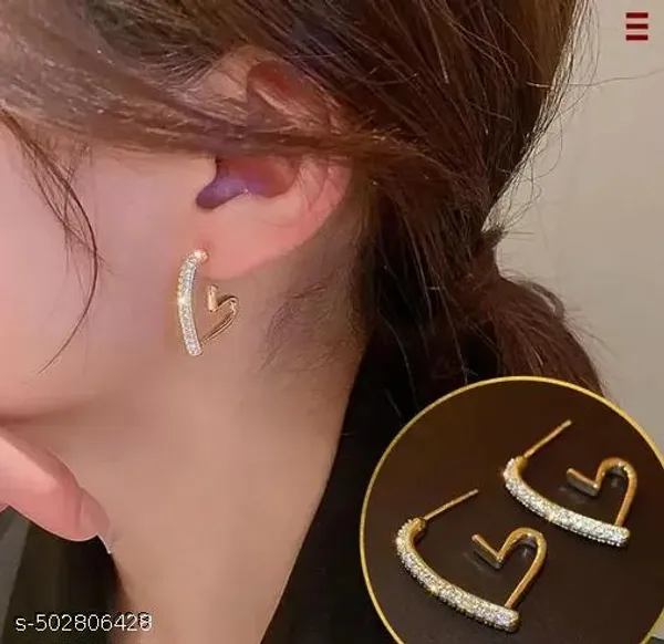 Gold_Curve_Spark_Earrings_|_Sculpted_Crystal-Embellished_Hoops_For_Women