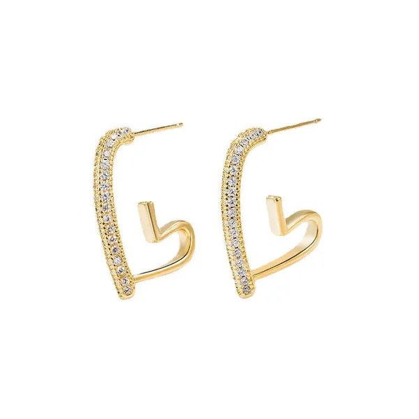 Gold_Curve_Spark_Earrings_|_Sculpted_Crystal-Embellished_Hoops_For_Women