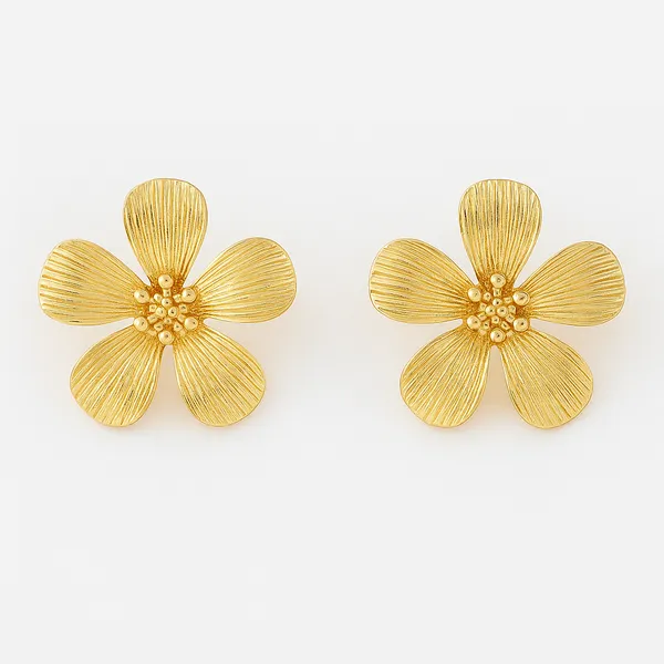 Gold-Plated_Gorgeous_Oversized_Flower_Shape_Earrings_|_Elegant_&_Stylish_Floral_Studs_For_Party,_Office_&_Casual_Wear_For_Women