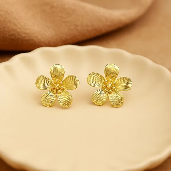 Gold-Plated_Gorgeous_Oversized_Flower_Shape_Earrings_|_Elegant_&_Stylish_Floral_Studs_For_Party,_Office_&_Casual_Wear_For_Women