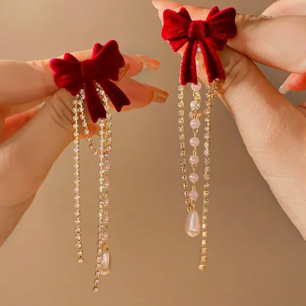 Red_Velvet_Bow_Pearl_Drop_Earrings_|_Luxury_Statement_Earrings_For_Women