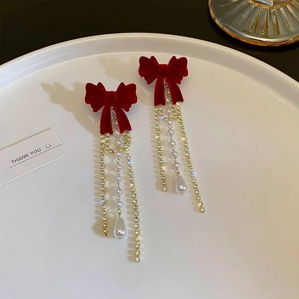 Red_Velvet_Bow_Pearl_Drop_Earrings_|_Luxury_Statement_Earrings_For_Women