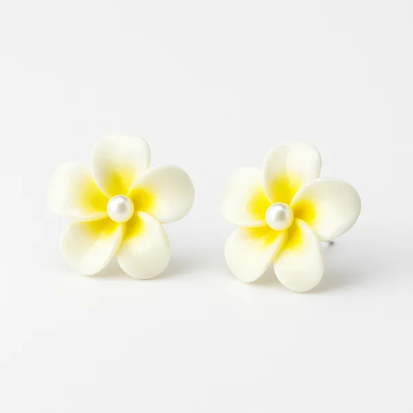 White_&_Yellow_Plumeria_Pearl_Floral_Earrings_|_Elegant_Studs_For_Women