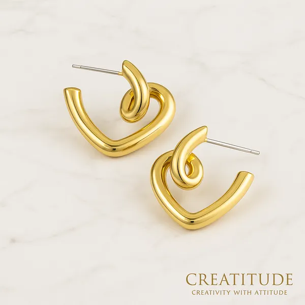 Gold_Glossy_Heart_Loop_Earrings_|_Minimal_Abstract_Hoop_Earrings_For_Women