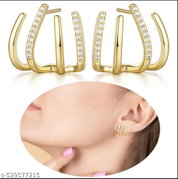 Gold_Triple_Loop_Earrings_|_Crystal-Studded_Modern_Hoop_Studs_For_Women