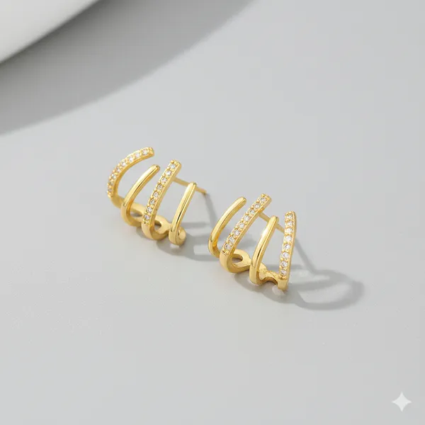 Gold_Triple_Loop_Earrings_|_Crystal-Studded_Modern_Hoop_Studs_For_Women