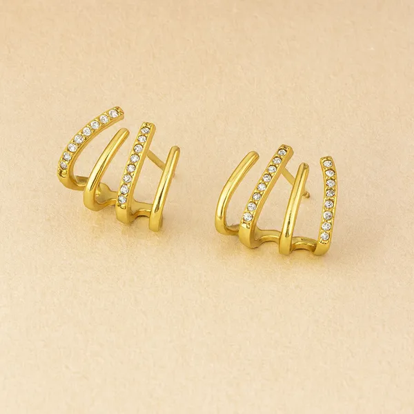 Gold_Triple_Loop_Earrings_|_Crystal-Studded_Modern_Hoop_Studs_For_Women