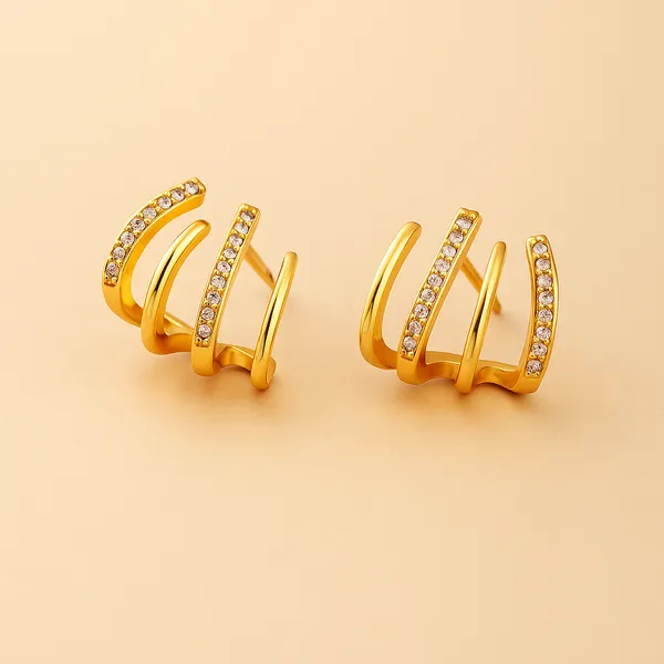 Gold_Triple_Loop_Earrings_|_Crystal-Studded_Modern_Hoop_Studs_For_Women