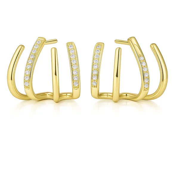 Gold_Triple_Loop_Earrings_|_Crystal-Studded_Modern_Hoop_Studs_For_Women