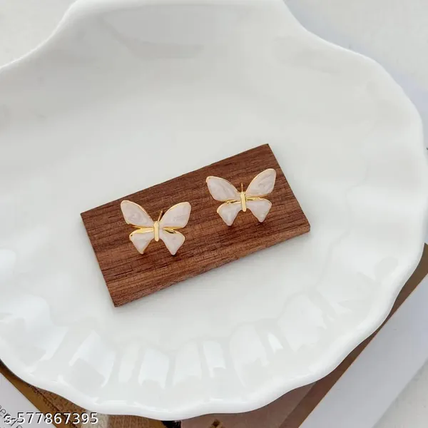White_Butterfly_Stud_Earrings_|_Gold-Plated_Enamel_Earrings_For_Women