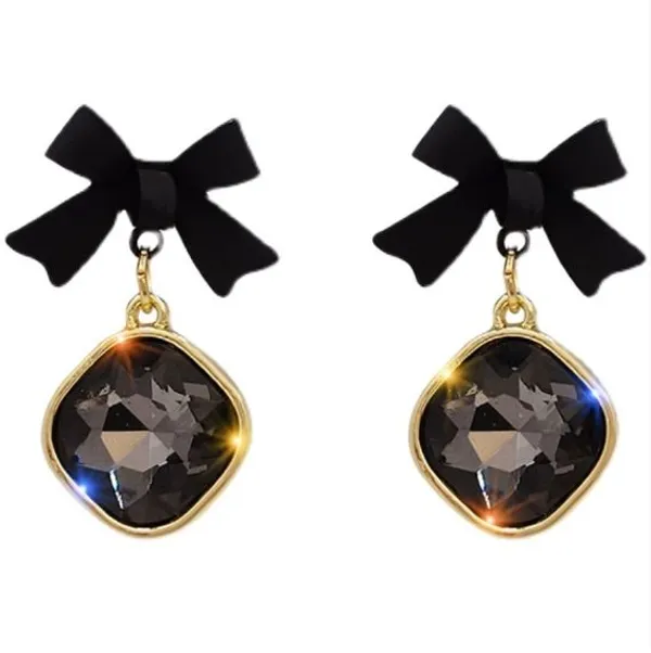 Black_Bow_Crystal_Drop_Earrings_|_Elegant_Gold-Tone_Statement_Jewellery_For_Women