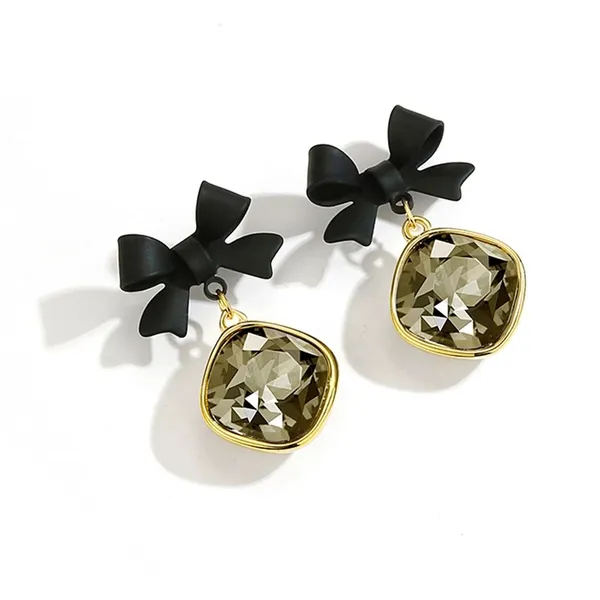 Black_Bow_Crystal_Drop_Earrings_|_Elegant_Gold-Tone_Statement_Jewellery_For_Women