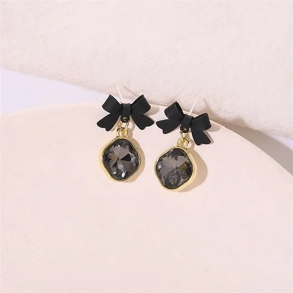 Black_Bow_Crystal_Drop_Earrings_|_Elegant_Gold-Tone_Statement_Jewellery_For_Women