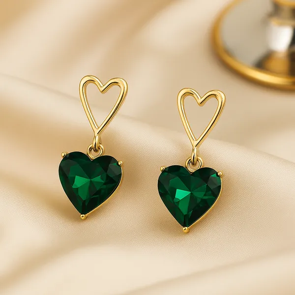 Green_Heart_Crystal_Drop_Earrings_|_Gold-Plated_Alloy_Earrings_|_Elegant,_Trendy_&_Romantic_Jewellery_For_Party,_Date_&_Gift_Wear_For_Women