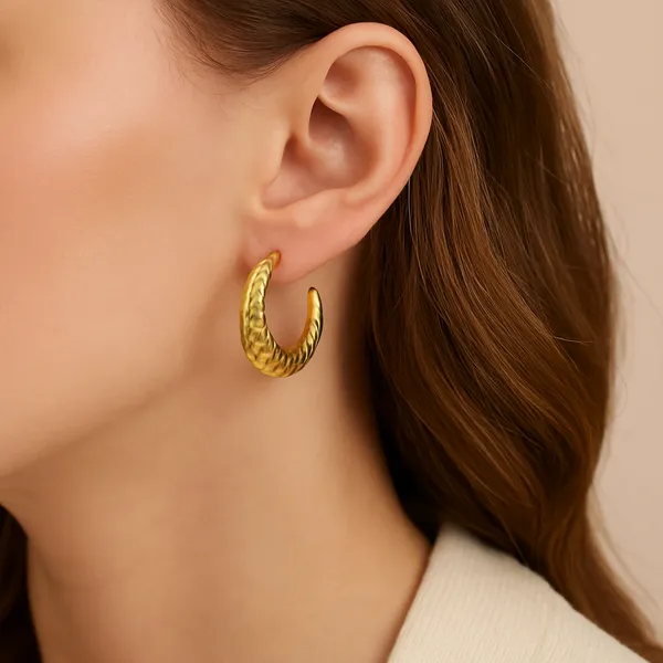 Gold_Honeycomb_Crescent_Earrings_|_Textured_Hoop_Statement_Jewellery_For_Women