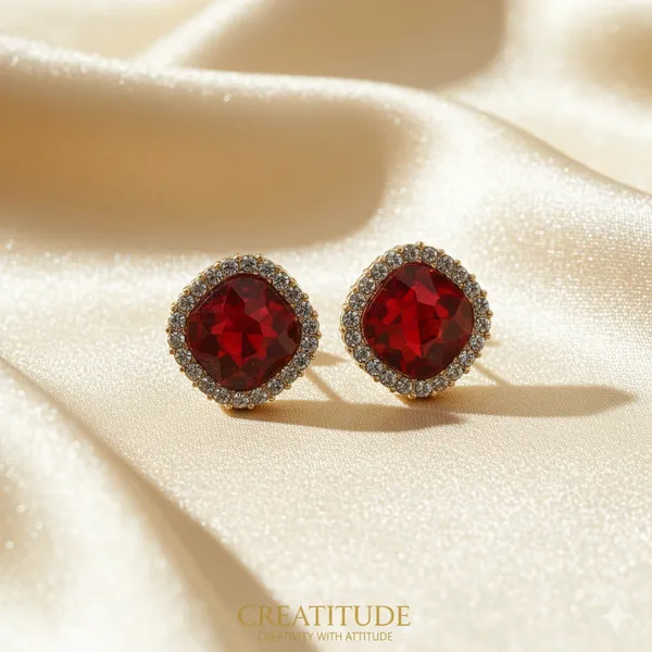 Royal_Red_Crystal_Stud_Earrings_|_Gold-Plated_Round_Cz_Border_Earrings_For_Women